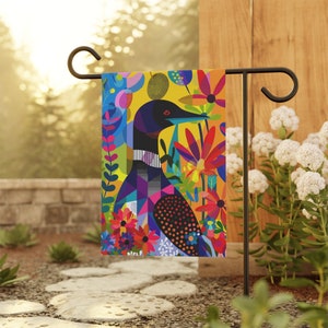 Minnesota State Bird Garden Flag: Colorful Loon Art, Yard Banner image 2