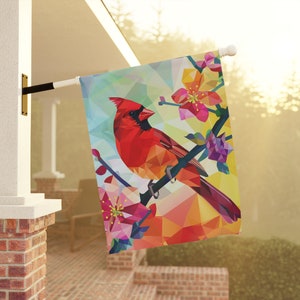 Pájaro estatal de ILLINOIS, cardenal, bandera de casa y jardín, pancarta de jardín, 2 tamaños, bandera de jardín, bandera de patio, pancarta de bienvenida, ¡Celebre su estado!