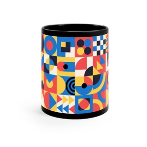 Introducing the &quot;Bauhaus&quot; 11 oz Black Base Coffee Mug: A Fusion of Elegance and Artistry, modern design, modern mug, contemporary coffee mug