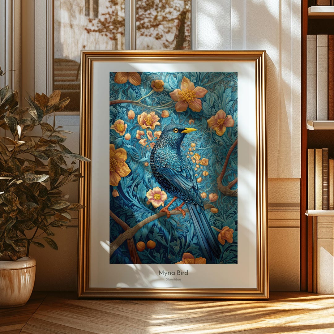 Myna Poster MYNA BIRD - Wall Art Poster, Vibrant Pet Bird Illustration, Nature ...