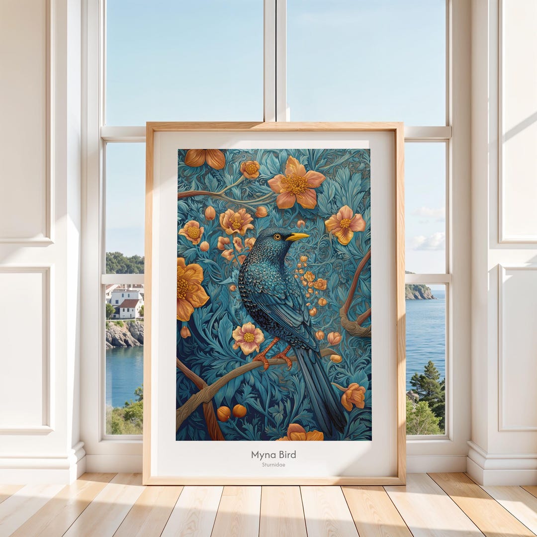 Myna Poster Myna Bird Wall Art Poster: Vibrant Giclée Print for Nature Lovers - Etsy
