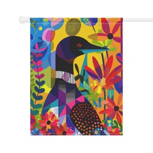 Minnesota State Bird Garden Flag: Colorful Loon Art, Yard Banner image 4