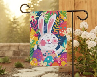thumbnail image 2 of Happy Easter Bunny Rabbit Garden House Banner/Flag – 28x40 Sleeved Party Flag 2 of 6