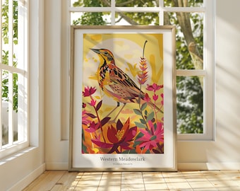Western Meadowlark Art Print: North Dakota State Bird Poster