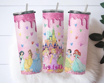 Disney Princess Glitter Tumbler 20oz, Princess Tumbler