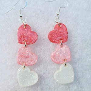 Heart Resin Earring Handmade heart jewelry gift for her birthday gift handmade heart accessories Valentines Day earring heart dangle earring