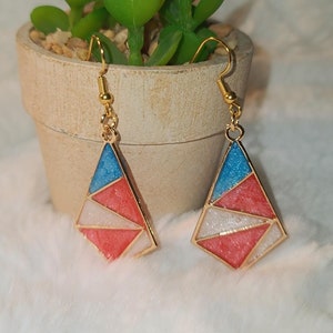 Patriotic Earring triangle earring red white blue jewelry star jewelry fourth of July jewelry patriotic jewelry handmade 4th of July earring