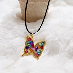 Butterfly Necklace gold butterfly pendant butterfly necklace butterfly lover gift for her gift for mom Christmas gift handmade resin gift