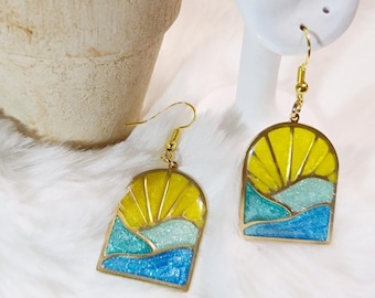 Beach Earrings Ocean Bliss Sunrise Earring Dangle earring gift for beach lover gift for her beach jewelry sunrise jewelry wave earring gift