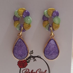 Mardi Gras King Cake Earring nola gift new orlean jewelry gift for her carnival gift Louisiana jewelry king cake earrings mardi gras jewelry