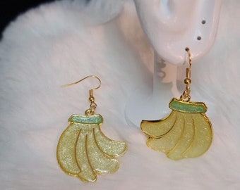 Handmade Banana Dangle Earrings: Fun Resin Fruit Jewelry