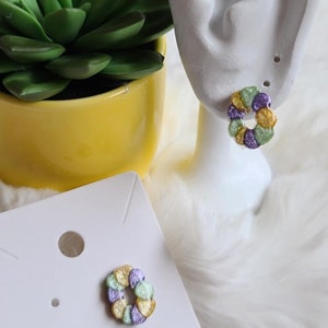 Mardi Gras King Cake Stud Earring nola gift new orlean jewelry carnival gift Louisiana jewelry king cake earring mardi gras jewelry