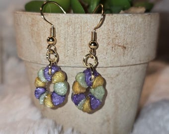 Mardi Gras King Cake Earring nola gift new orleans jewelry carnival gift Louisiana jewelry king cake earring mardi gras jewelry king cakes