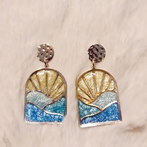 Beach Earrings Ocean Bliss Sunrise Earring Dangle earring gift for beach lover gift for her beach jewelry sunrise jewelry wave earring gift