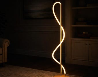 Modern Wooden LED Floor Lamp,Minimalist Standing Lamp,Scandinavian Living Room Light,Handmade Solid Wood Lamp,Contemporary Home Decor