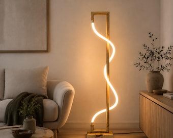 Modern Wooden LED Floor Lamp,Minimalist Standing Corner Lamp,Scandinavian Living Room Floor Light,Handmade Solid Wood Lamp,Wooden Torchere