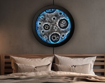 Led Wall Lamp Moon Wall Decor Night Light,Moon Eclipse,Bedroom Wall Lamp,Kids Room Lamp,Living Room led lamp,Wooden Moon Lamp,Nurcery Lamp