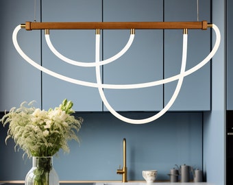 Linear Pendant Light,Wooden Ceiling Led Light,Chandelier Lighting,Ceiling Light,Pendant Lamp Dining Room,Kitchen Island Hanging Lamp
