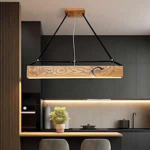 Lineaire hanglamp, keukeneilandlamp, eetkamerlamp, keukenverlichting, plafondlamp, lineaire kroonluchter, Scandinavische moderne keukenlamp