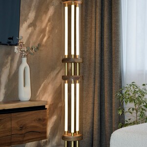 Dimmable cylinder led floor lamp,Modern Futuristic Wood Floor Lamp,Standing Vintage Floor Lamp,Living room tall lamp,Modern Unique torchere zdjęcie 2