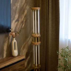 Dimmable cylinder led floor lamp,Modern Futuristic Wood Floor Lamp,Standing Vintage Floor Lamp,Living room tall lamp,Modern Unique torchere zdjęcie 8