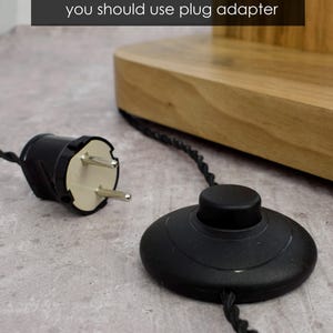 May include: A black European-type plug with two prongs and a matching black foot switch. The image includes the text: "European type plug. For other countries you should use plug adapter."