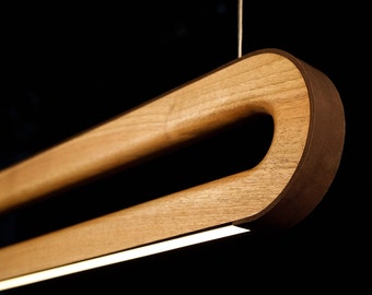 Wood pendant linear light over dining table,living room,kitchen island,modern chandelier hanging lamp,ceiling light,wooden led pendant lamp