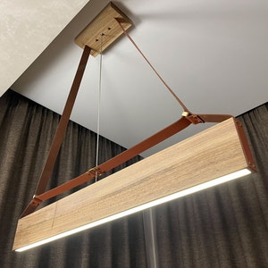 Kitchen Island Lamp,Ceiling Mount Wood Pendant Lighting Led Lamp,Dining Room Light,pendant linear lamp,Modern Wooden Suspension Chandelier,
