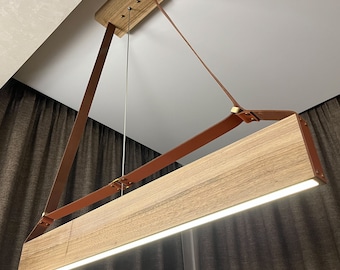 Kitchen Island Lamp,Ceiling Mount Wood Pendant Lighting Led Lamp,Dining Room Light,pendant linear lamp,Modern Wooden Suspension Chandelier,
