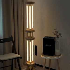 Dimmable cylinder led floor lamp,Modern Futuristic Wood Floor Lamp,Standing Vintage Floor Lamp,Living room tall lamp,Modern Unique torchere zdjęcie 6