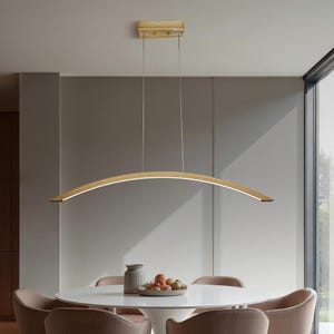 Lineaire hanglamp, lineaire houten hanglamp kroonluchter, led-lamp houten plafond, eetkamer moderne kroonluchter, verlichting keukeneiland