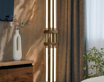 Lampada da terra moderna industriale, lampada da terra, lampada da terra a luce calda, lampada da terra rustica scandinava boho industriale, lampada a LED al neon per soggiorno