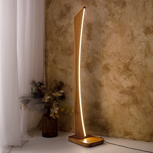 Corner Floor Lamp,Standing Floor Lamp,Modern Scandinavian Minimalist Wood LED Floor Lamp,Walnut Floor Lamp,Reading dimmable wooden torchere
