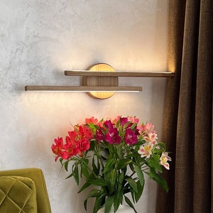 Bedside Wood Wall Sconce,Handcrafted Bedroom Wooden Wall Lamp,Led Light Neon Sconces,Walnut Wall Lightning,Uniue Lighting Fixtures
