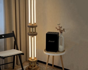 Dimmable cylinder led floor lamp,Modern Futuristic Wood Floor Lamp,Standing Vintage Floor Lamp,Living room tall lamp,Modern Unique torchere