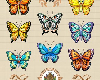 Paquete de imágenes prediseñadas de mariposa, Monarca SVG, Mariposa PNG, Imágenes prediseñadas de mariposa, Imágenes prediseñadas de monarca
