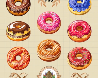 Donut clipart bundle, sprinkle donut svg, glazed donut png, donut vector files, food clipart, baking clipart, dessert svg, sweets clipart