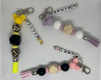 Personalisierter Schlüsselanhänger, Schlüsselanhänger, Taschenanhänger, Perlen-Schlüsselanhänger, Perlen-Schlüsselanhänger, Andenkengeschenk, Lehrergeschenk, Taschenanhänger, Perlen-Schlüsselanhänger
