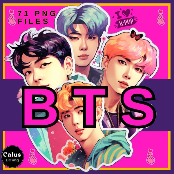 BTS 71 PNG design - k pop - Kim Nam-joon - Kim Seok-jin - Min Yoon-gi - Jung Ho-seok - Park Ji-min - Kim Tae-hyung - Jeon Jung-kook - Suga