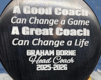 Custom Laser Engraved Hockey Puck | Personalized Coach Gift | Team Award | Custom Hockey Gift by P1 Engraving