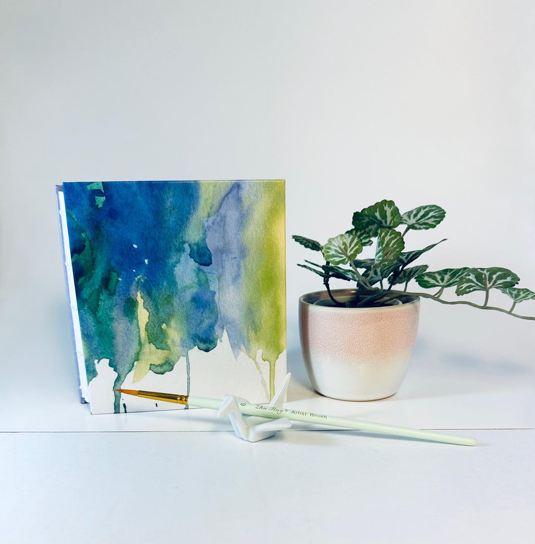 Watercolor Sketch Book Small Mini Lay Flat Sketchbook Handmade Art