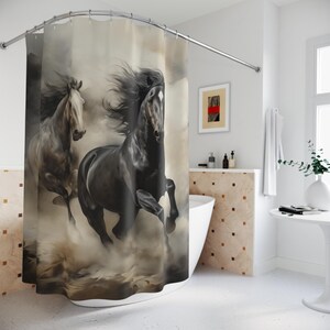 Wild Western Plains Mustang Horses Shower Curtain: Southwest Badlands Cowboy Ranch Desert Home image 4