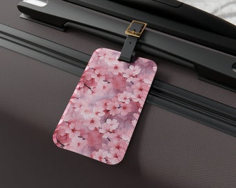 Spring Cherry Tree Blossom Collage Luggage Tag Personal Identification, School Bag Secure Attachment, Journey Companion Satchel Marker Badge