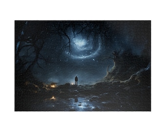 Lone Mysterious Nomad Traveler Starry Night Guiding Celestial Course Sky 1014-Piece Jigsaw Puzzle Relaxing Pastime Hobby Housewarming Gift