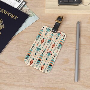 Boho Southwest Desert Plains Native Luggage Tag: Tribal Indian Inspired Acrylic Label Marker