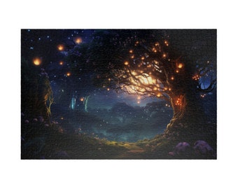 Fantasy Realm Great Mythical Enchanting Tree of Wisdom Firefly Creatures 1014-Piece Jigsaw Puzzle Relaxing Pastime Hobby Housewarming Gift