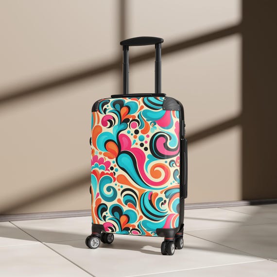 Paisley Groovy Pop Art Retro Cute Colorful Sturdy Luggage Easy to spot Suitcase Durable Distinctive Design Vacation Partner Loved One Gift Etsy