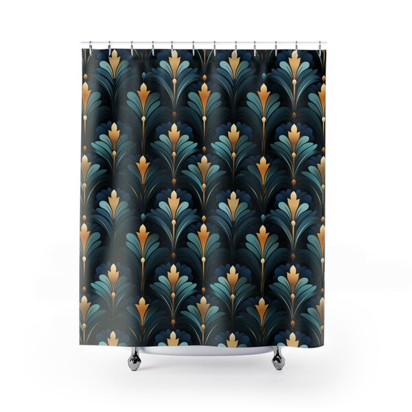 Modern Art Style Damask Inspired Imagine Image Shower Curtain, Mildew-Resistant Protection, Outdoor Stall Privacy Screen, Housewarming Gift