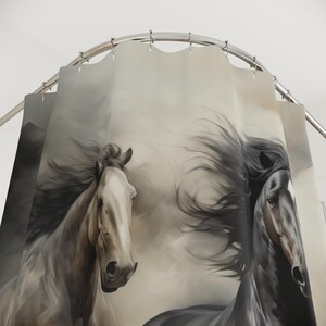 Wild Western Plains Mustang Horses Shower Curtain: Southwest Badlands Cowboy Ranch Desert Home image 3