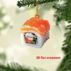 Sushi Christmas 2D Flat Ornament, Sushi Holiday Ornament, Sushi Lovers Ornament, Japanese Restaurant Ornament Decor, Cooking Ornament